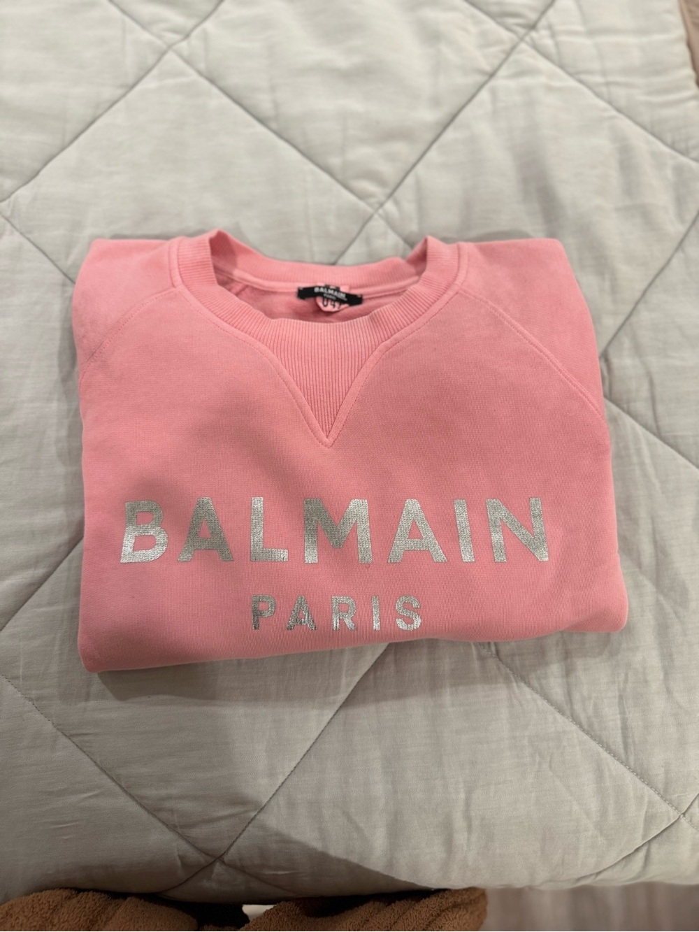 Balmain Pink Crewneck Sweatshirt with Silver Logo